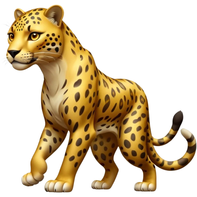 cinematic-jaguar-realistic-full-body-standing-emoji,-muscular-and-stealthy-frame-ready-to-pounce,-long-tail-curving-slightly,-head-tilted-dramatically,-sleek-golden-fur-with-dark-rosettes,-piercing-yellow-eyes,-simplified-yet-realistic emoji