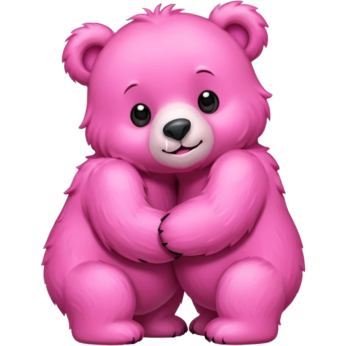 Couple of Happy pink bears cuddling  emoji