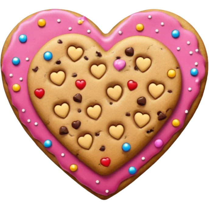 Heart cookie with chips with glitter emoji