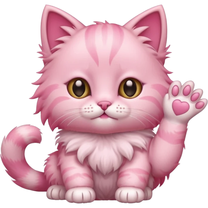 Cute pink kitty holding up its paws emoji