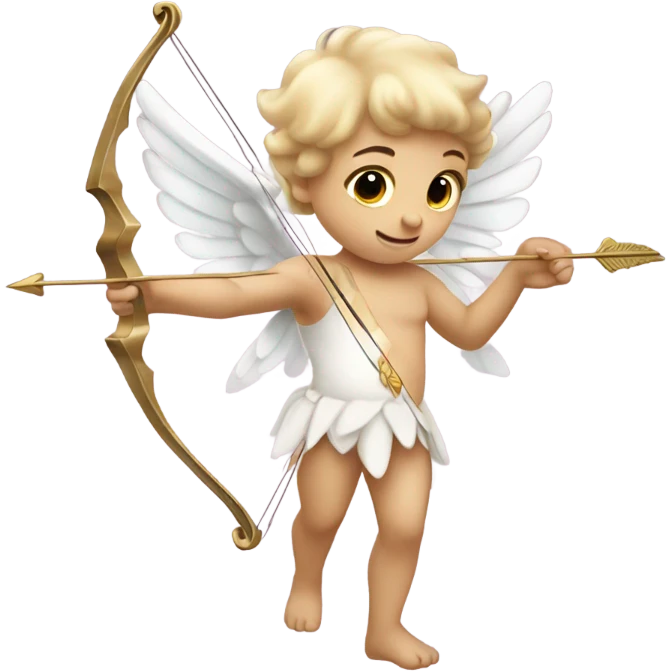 Realistic pale Cupid holding a bow and heart arrow  emoji