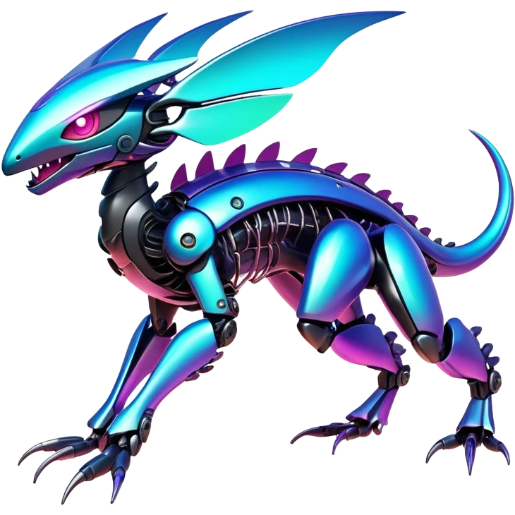  Epic legendary rare glowing mechanical Shiny sparkly transparent bioluminescent luminescent vibrant bright pastel dark exotic iridescent colorful gradients futuristic modern metallic glossy glittery fantasy-cyber-Fakémon-Pokémon-Vernid-creature emoji