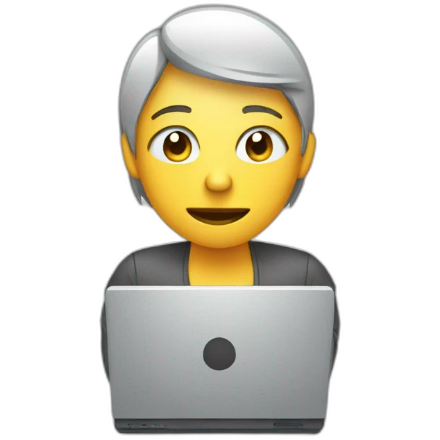 Someone who is sweating while struggling to smile while working at their computer emoji