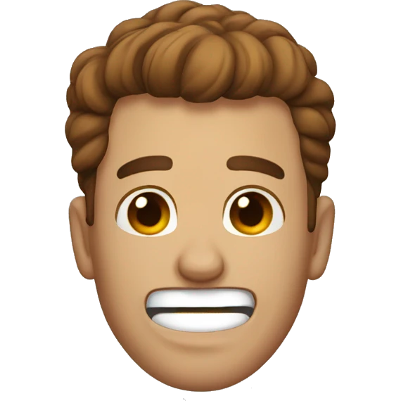 a guy dying of lauging with brown hair emoji