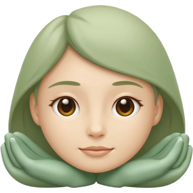Minimal wellness emoji representing tighter skin and firmness,
subtle lifting effect, smooth contours, calm and natural,
no beauty or cosmetic symbols, soft sage green color palette emoji