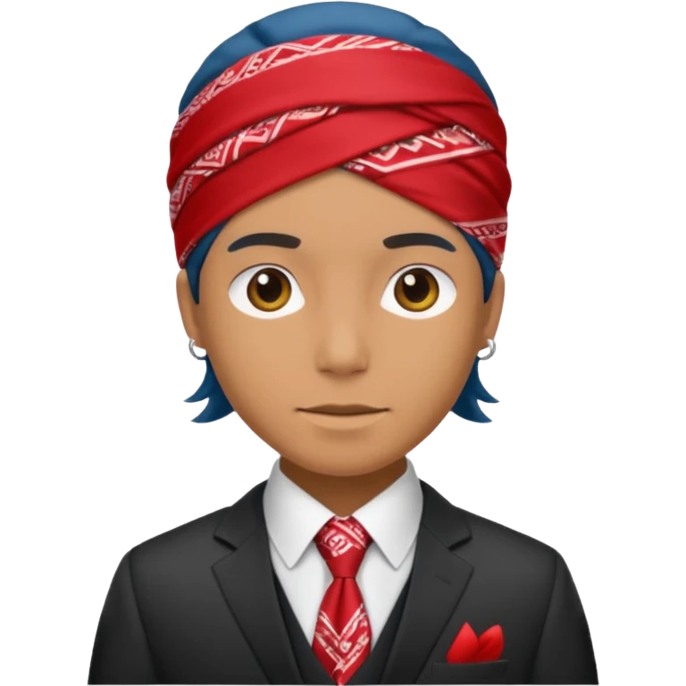 Character wearing a bandana and a suit emoji