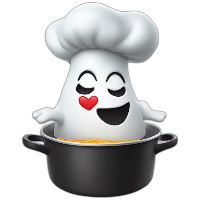 ghost chef hat pinched fingers blowing kiss heart emoji