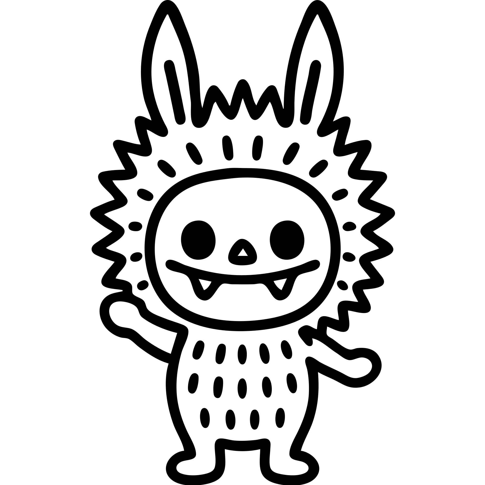 Labubu character, cheerful, outlined icon style emoji