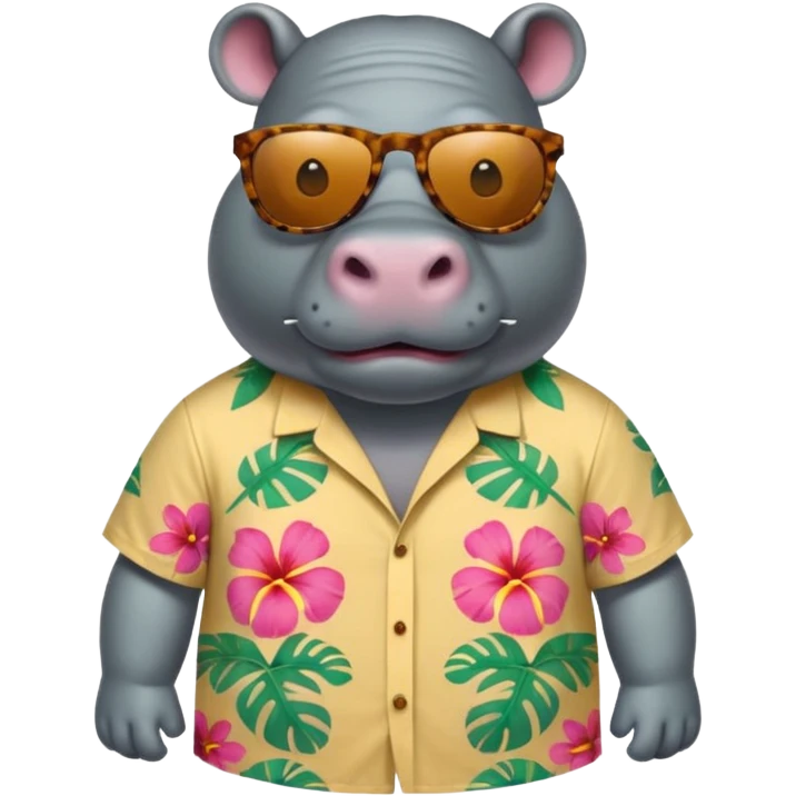 hippo with aloha shirt wearing sunglasses emoji