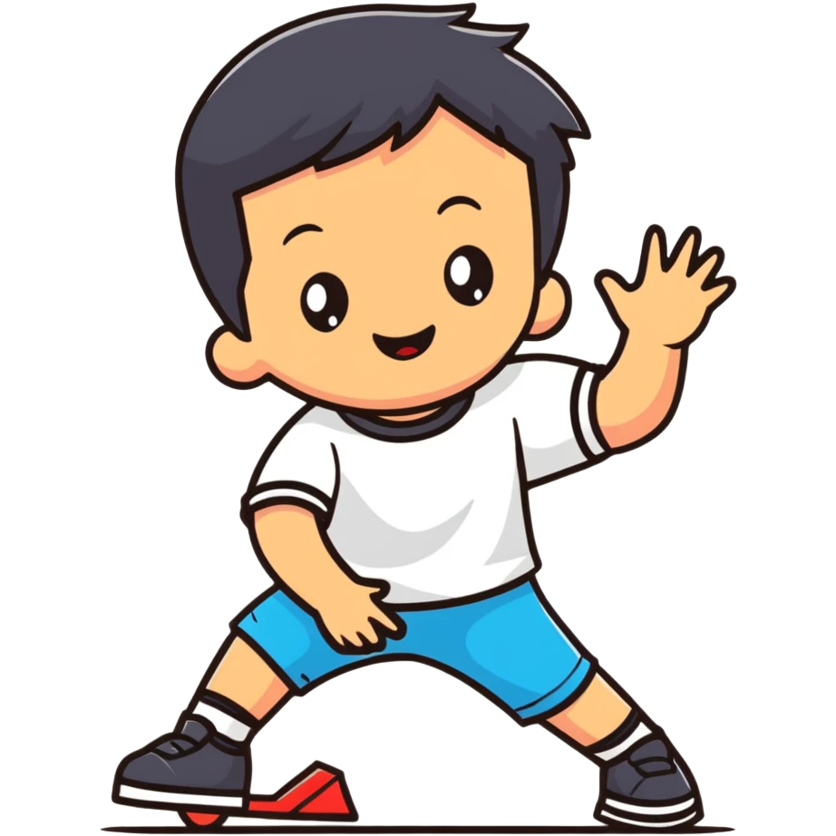 Young boy playing with toy emoji