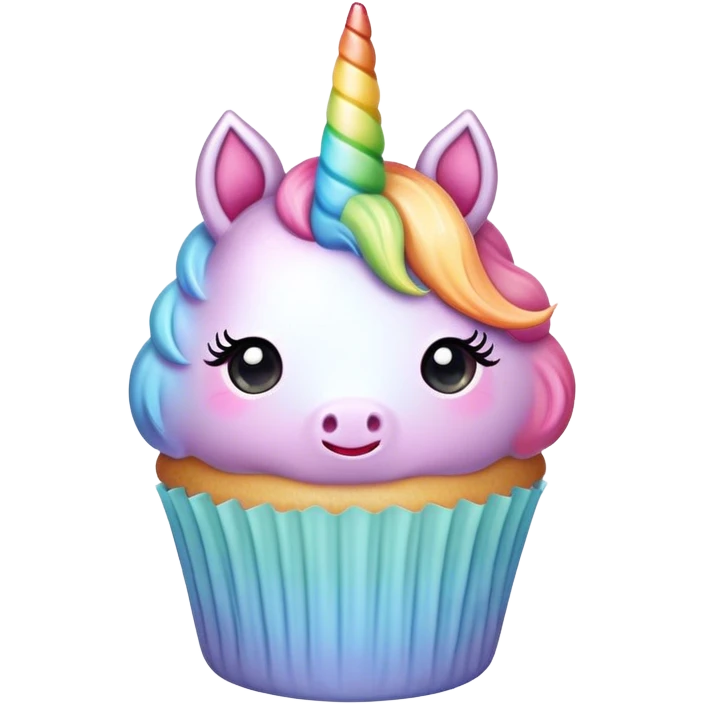 kawaii pastel rainbow unicorn cupcake emoji