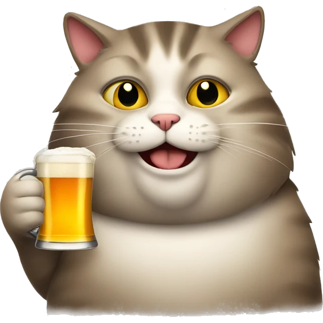 Fat cat drinking beer emoji