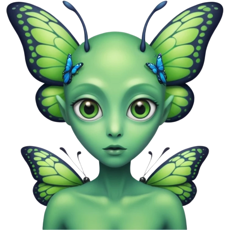 an alien with a butterfly on shoulder emoji