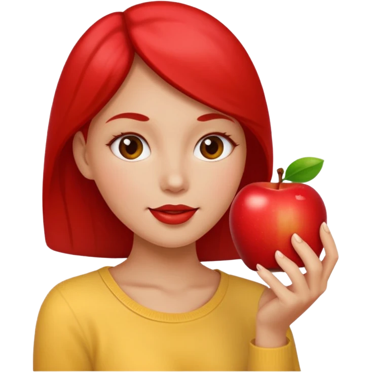 emoji of woman eating a red apple emoji