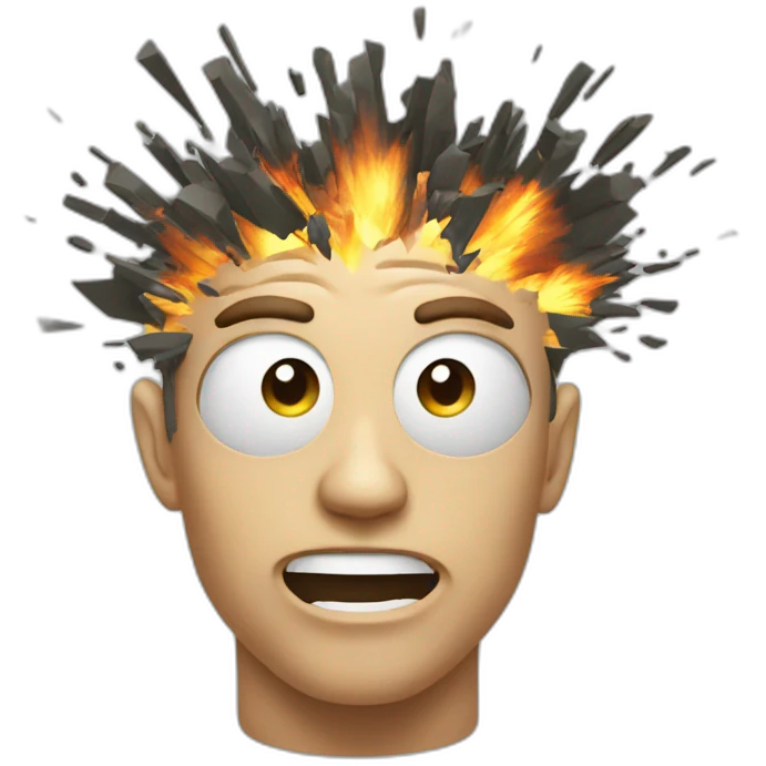 big exploding head emoji with glitch emoji