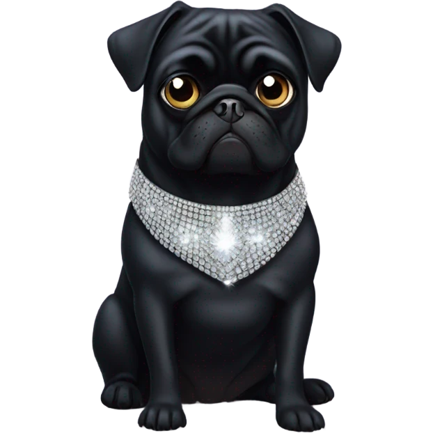 Black pug with Diamante collar emoji
