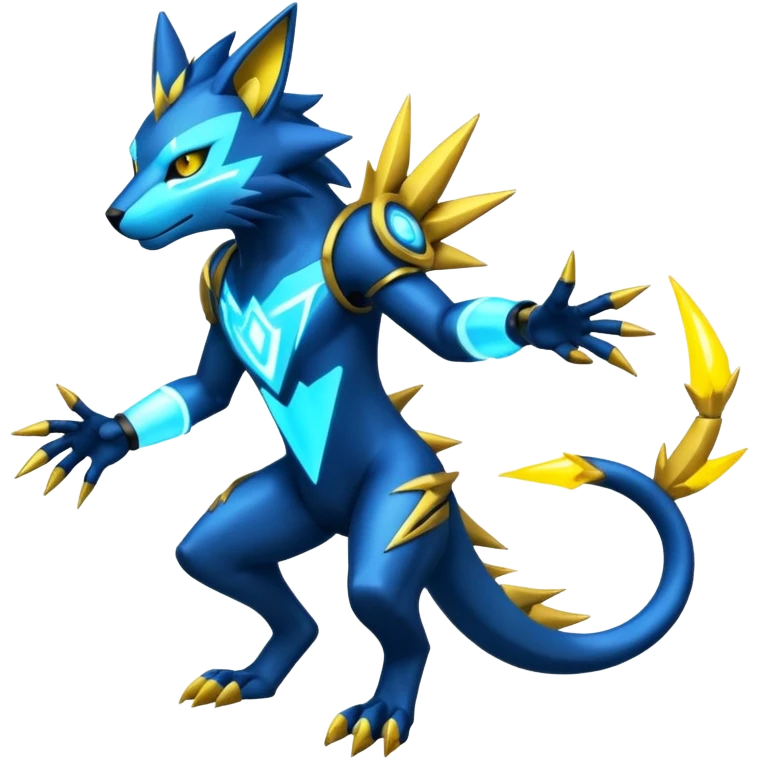 Modern Cyber Luxray-Zeraora-Fakémon-creature, full body emoji