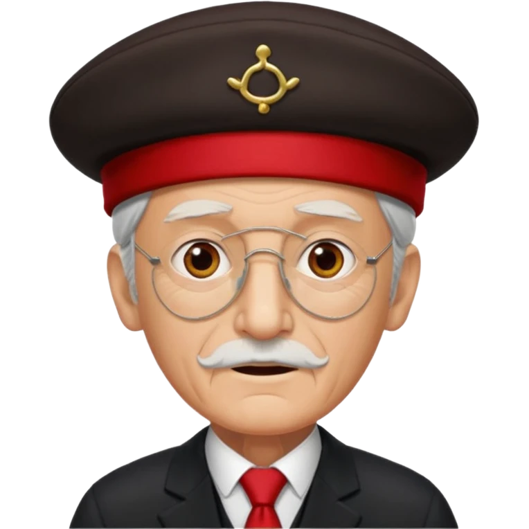 black suited old man with red fes hat and eye pach emoji