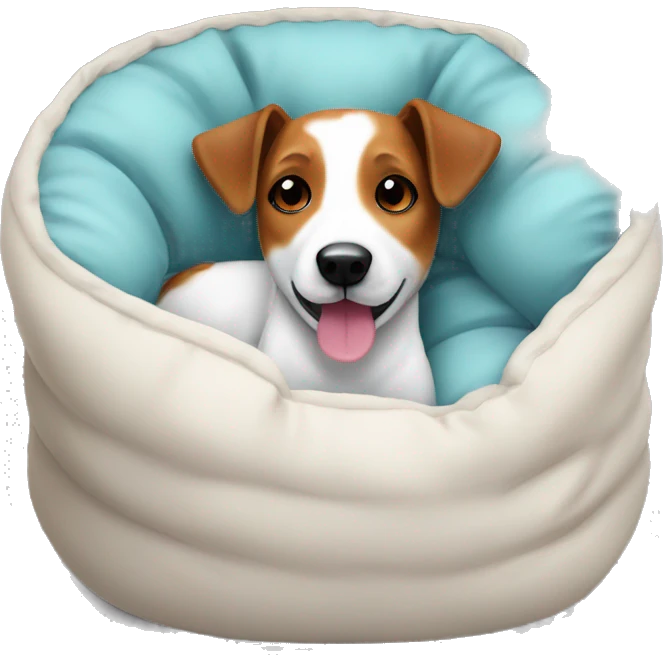 Jackrussell comfy in dog bed emoji