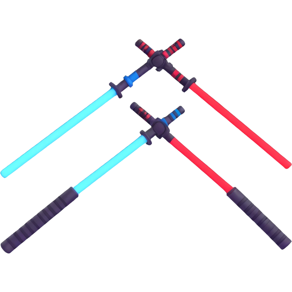two lightsabers, one blue and one red emoji