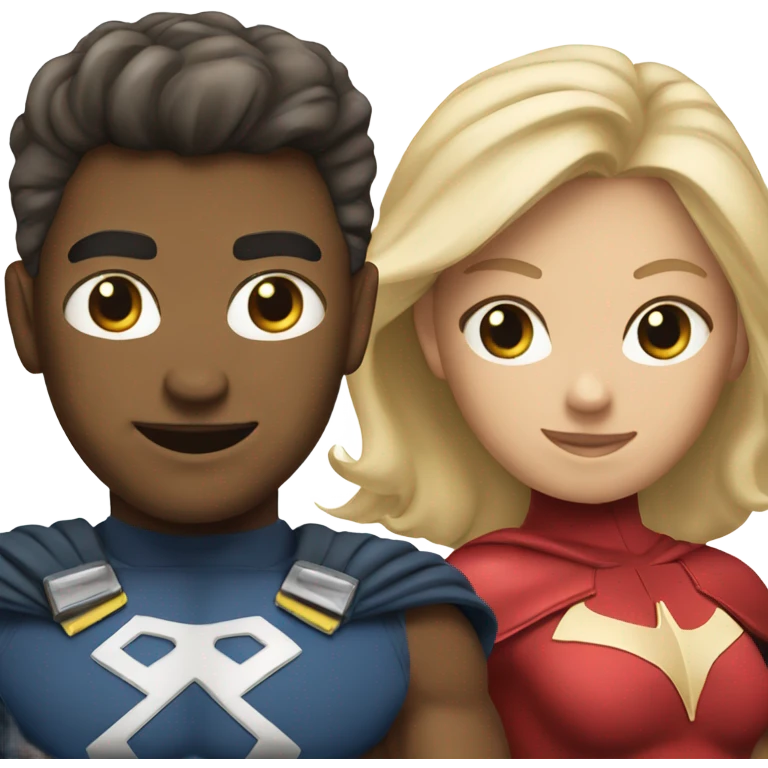 Two male and one female super hero’s emoji