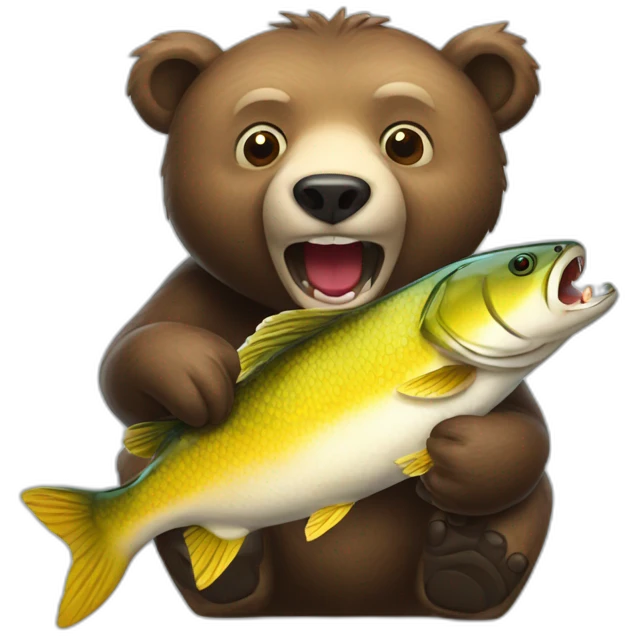 bear catching a fish with his mouth realistic emoji