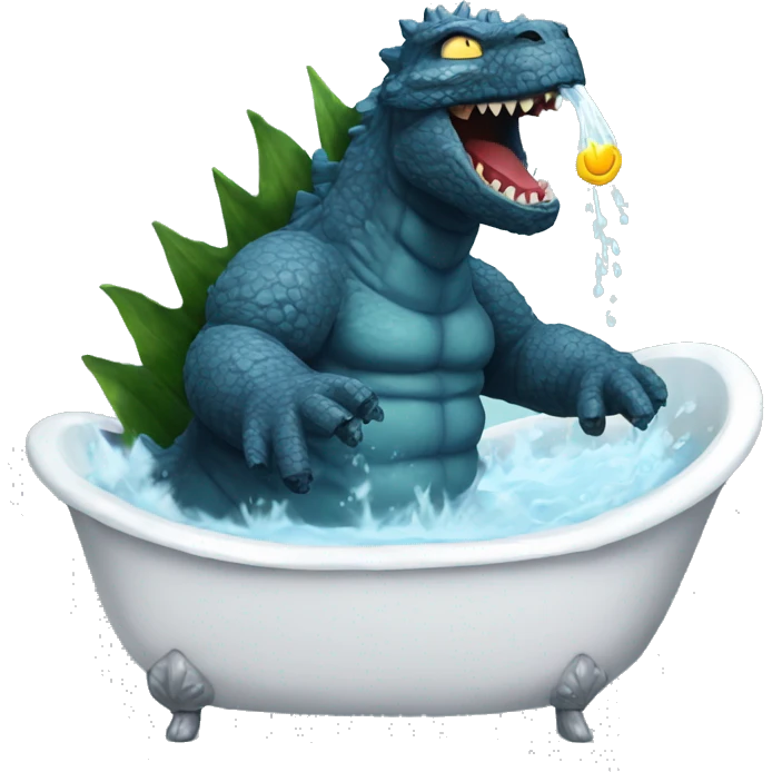 Godzilla taking a bath emoji