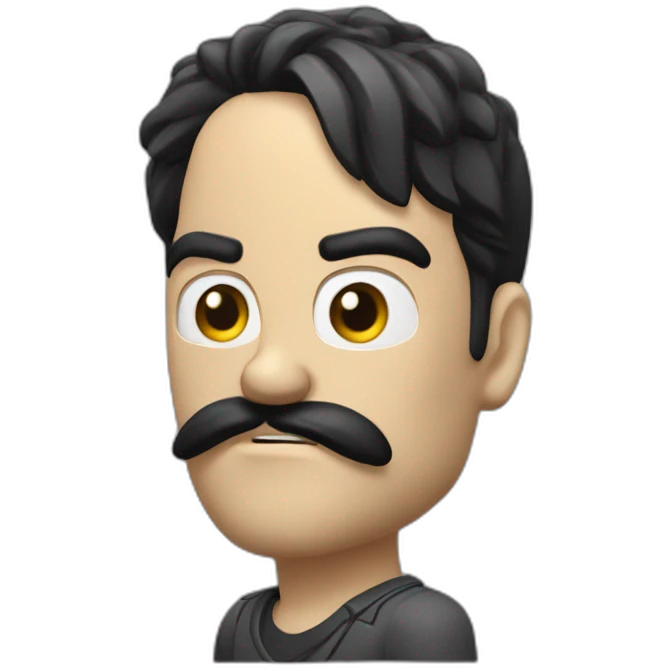 angry white man with split black hair and tiny black mustache pointing realistic toy pistol a emoji
