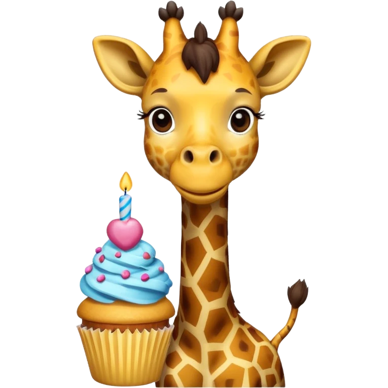 giraffe with cupcake emoji