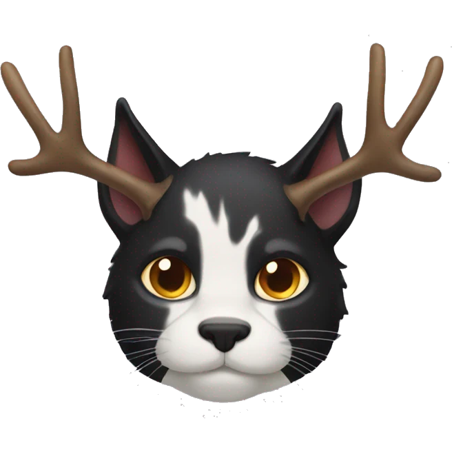 black cat with moose antlers emoji