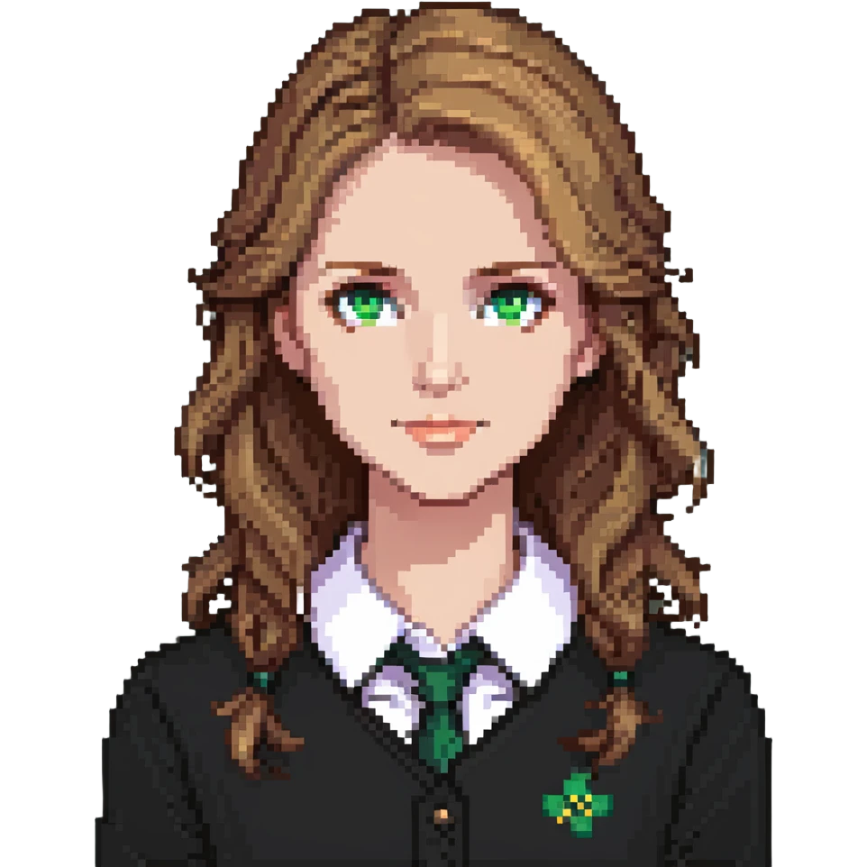happy teacher with light brown hair and green eyes emoji