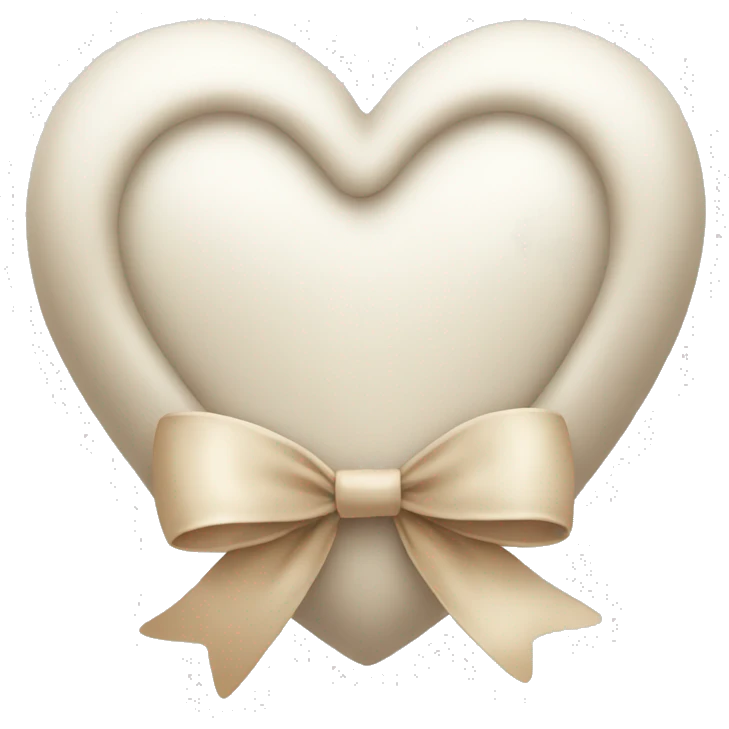 white heart with beige bow emoji