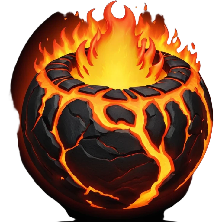 sphere globe planet, surface covered with lava fire emoji