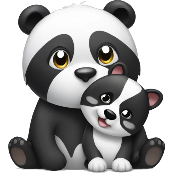 Panda grooming a dog emoji