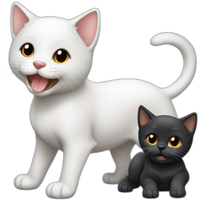 cachorro gato negro y gato gris claro jugando emoji