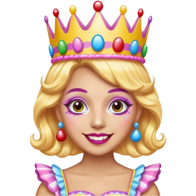 queen of the candyland, with candy makeup candy crown and just face emoji
