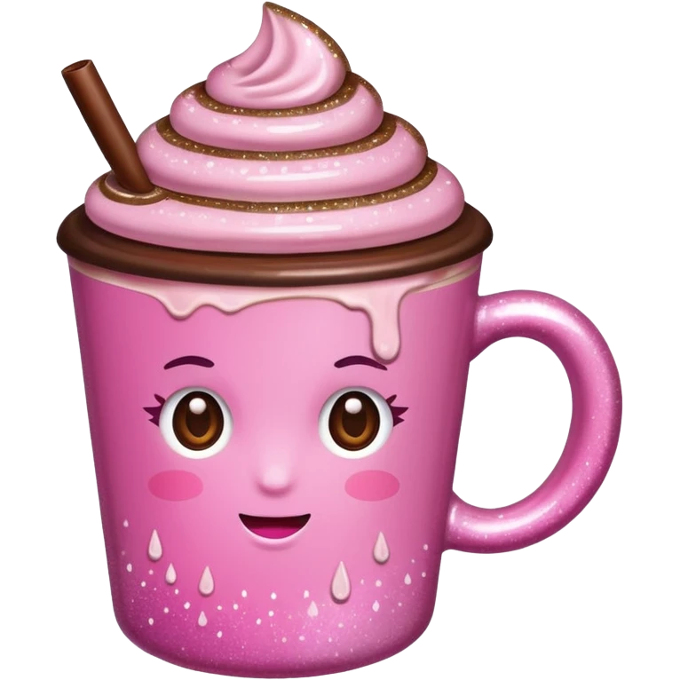 Pink sparkly mocha emoji