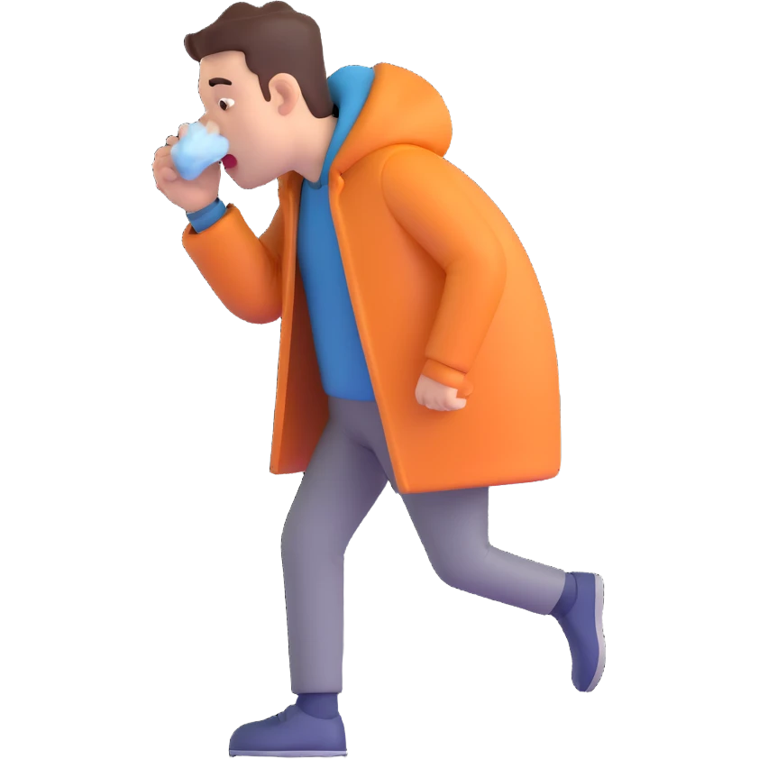 sneezing man under the rain emoji
