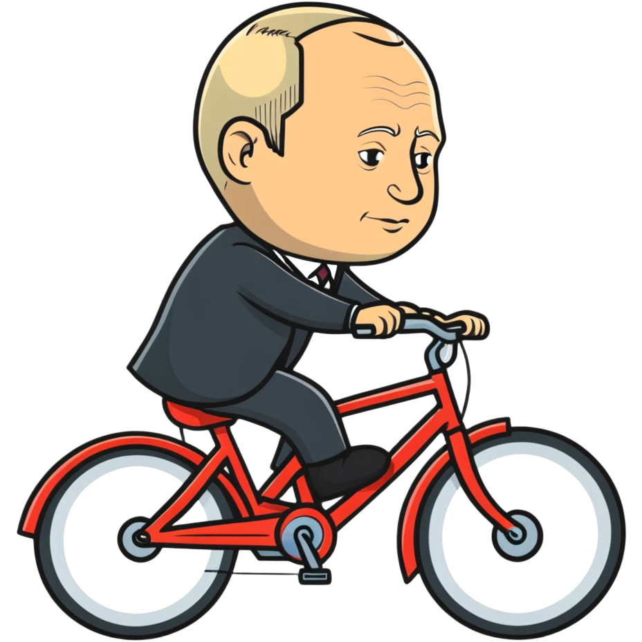 Vladimir Putin riding a bicycle from side view emoji