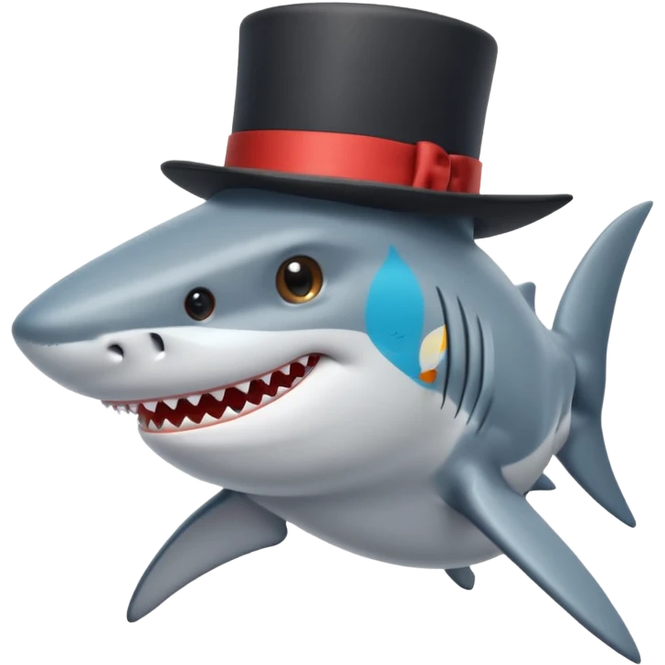 Shark with a top hat emoji