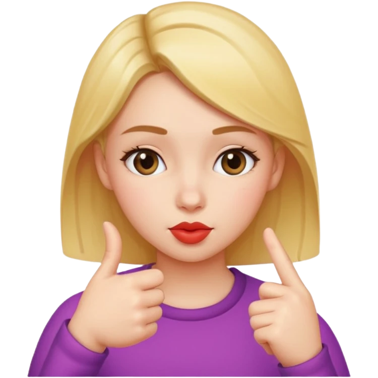 girl with kissy face pressing her thumb and pointer finger together emoji