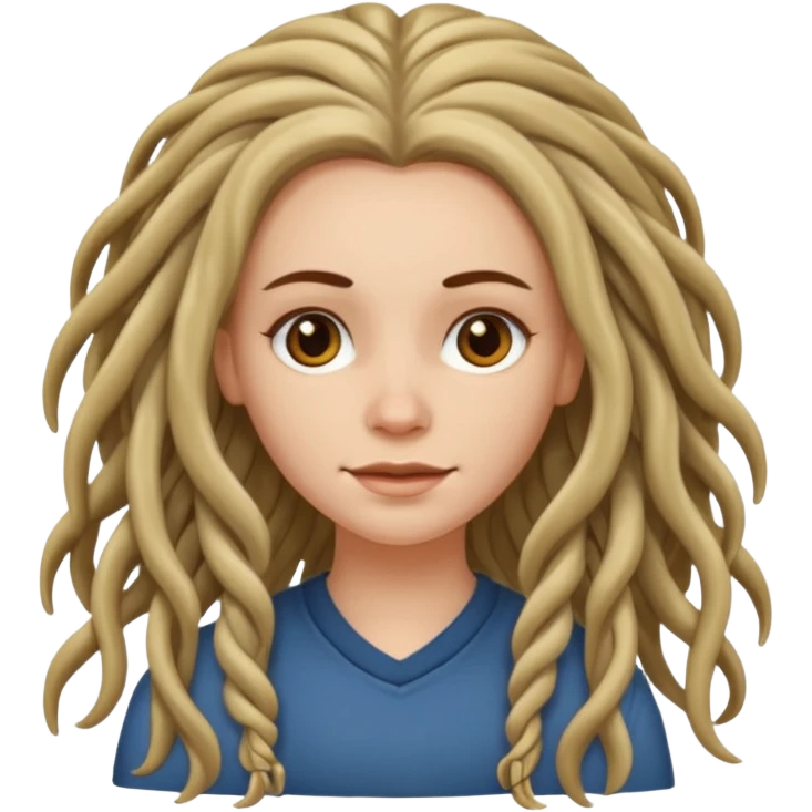 white girl, long wavy hair with just some dreadlocks  emoji