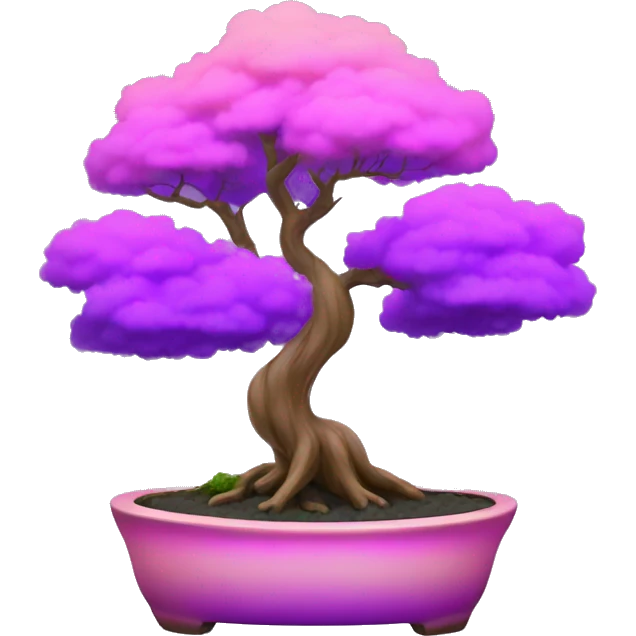 Bonsai small tree pot with gradient fill of purple to pink emoji