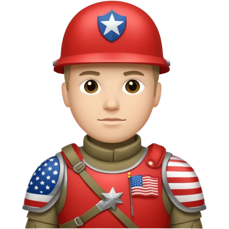 generate white full-armored american soldier with small usa flag on shoulder emoji