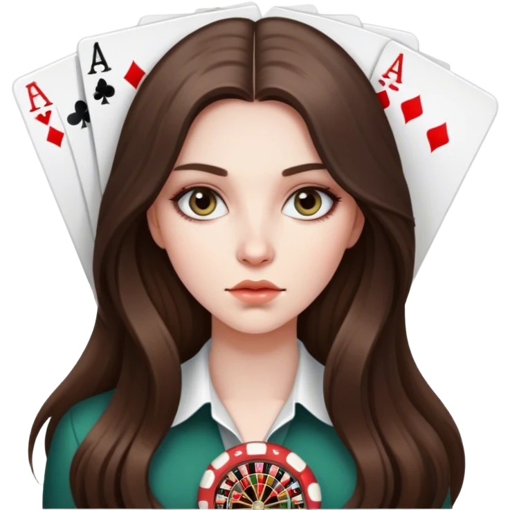  beautiful pale brunette girl with long hair poker fave emoji