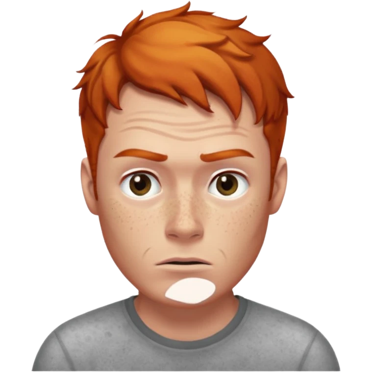 A ginger haired man raising his eyebrow in a questioning way emoji