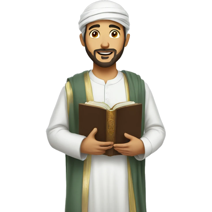 A muslim holding quran in his chest emoji