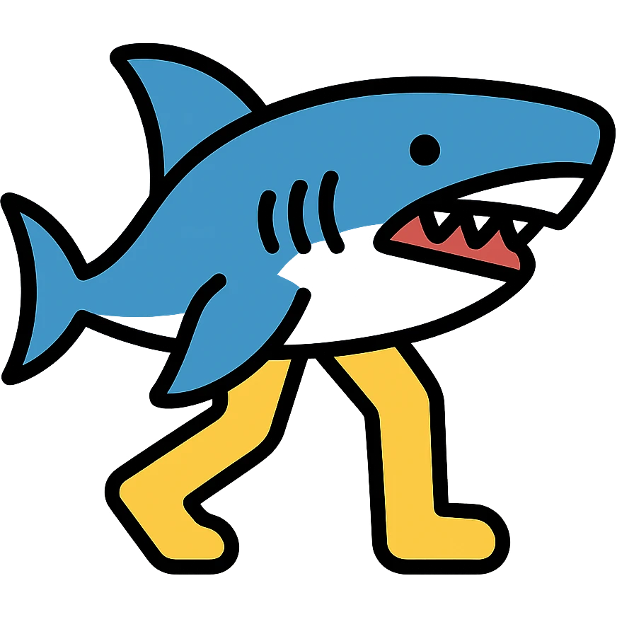 shark with legs colored icon emoji
