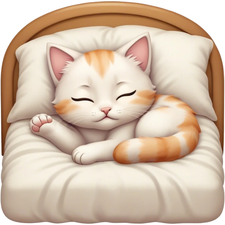 sleepy cozy kitten in human bed emoji