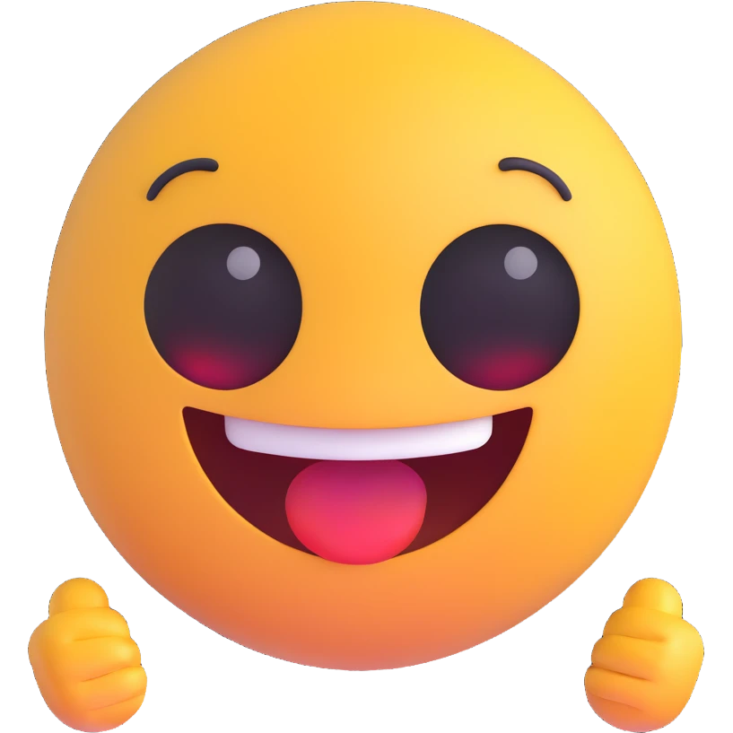 emoji with an overly happy expression, so happy that it appears a little scary emoji